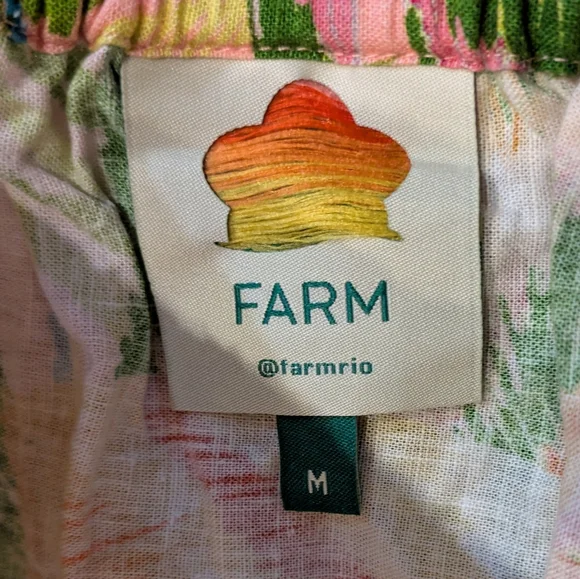 Farm Rio Macaw Leaves Cutout Waist Linen Blend Mini Dress Size M - Picture 3 of 14